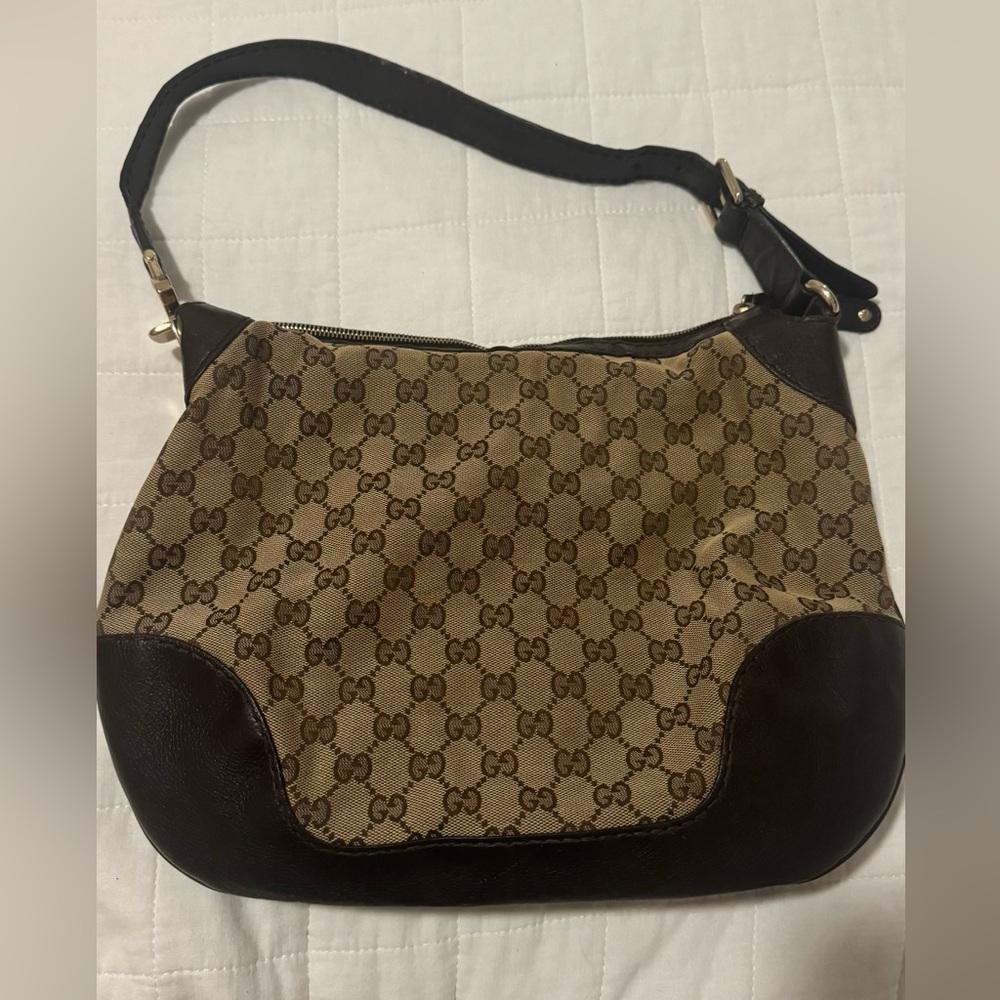 Vintage Gucci Brown Signature Canvas Shoulder Bag